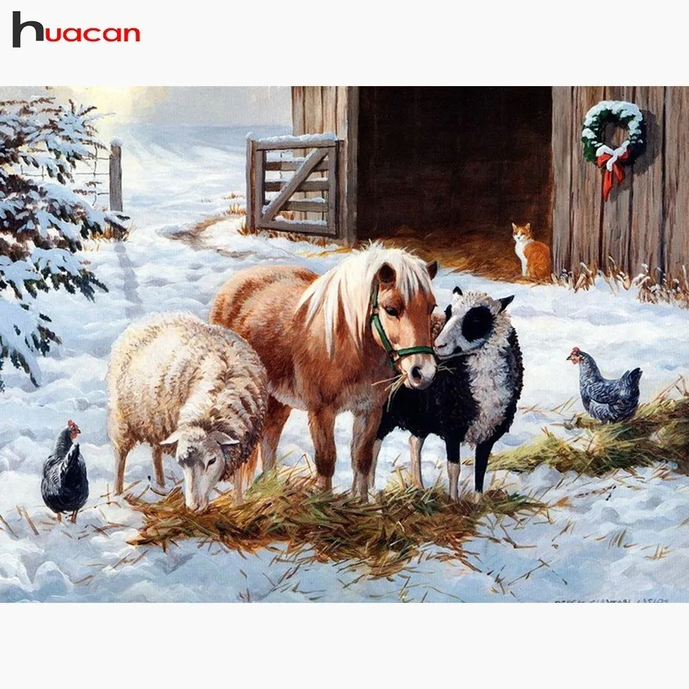 

HUACAN Diamond Mosaic Animals Full Square Drill Diamond Embroidery Sheep 5D DIY Diamond Painting Horse
