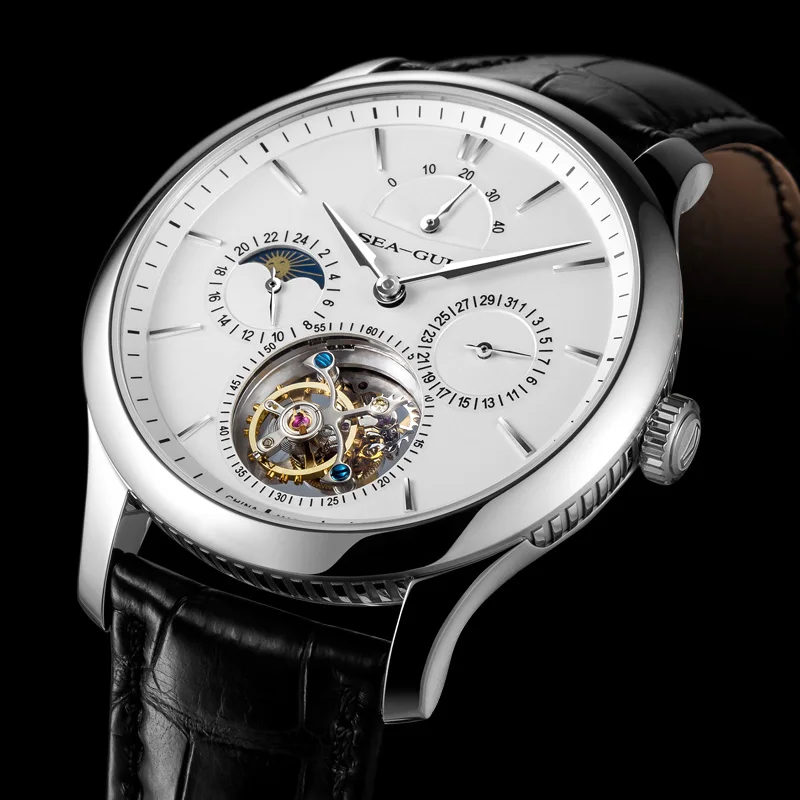 Механические часы Seagull Tourbillon, запас мощности, индикатор дня и ночи, ручные мужские часы 818,937 с сертификационной бумагой