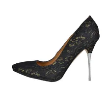 Black Lace Pointed Toe Women Pump High Heel Shoes For Ladies Platform Ladies Spring Shoes Cover Heel Desiger Women Shoes