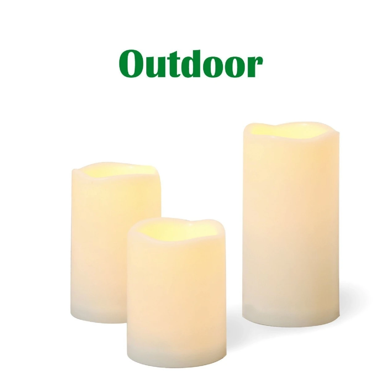 3 PCS Outdoor Flameless Candles with Timer, Realistic Flickering LED Pillar Candles, Weatherproof Battery Operated Candles
