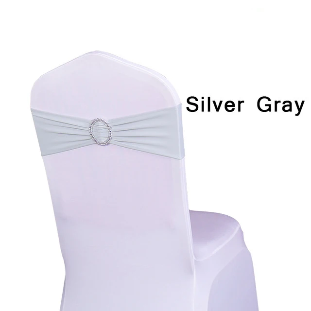 Китайская текстильная фабрика Быстрая Высокое качество ленты из спандекса на стулья лайкра лента на стул чехол на стул с лентой бант на свадебный стул - Цвет: Silver Grey