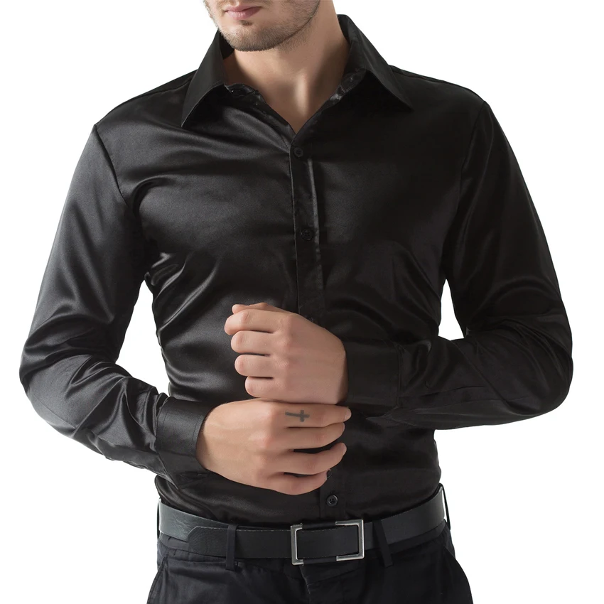 black silk mens dress shirt
