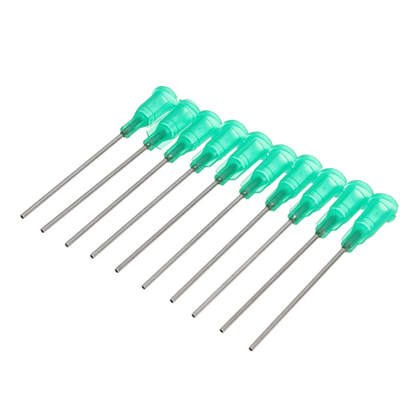 10pcs Green 18Ga Stainless Steel Blunt Dispensing Needles Glue Syringe Needle Tips For DIY Gluing Rhinestones Filling Ink Oil aluminum tig rod