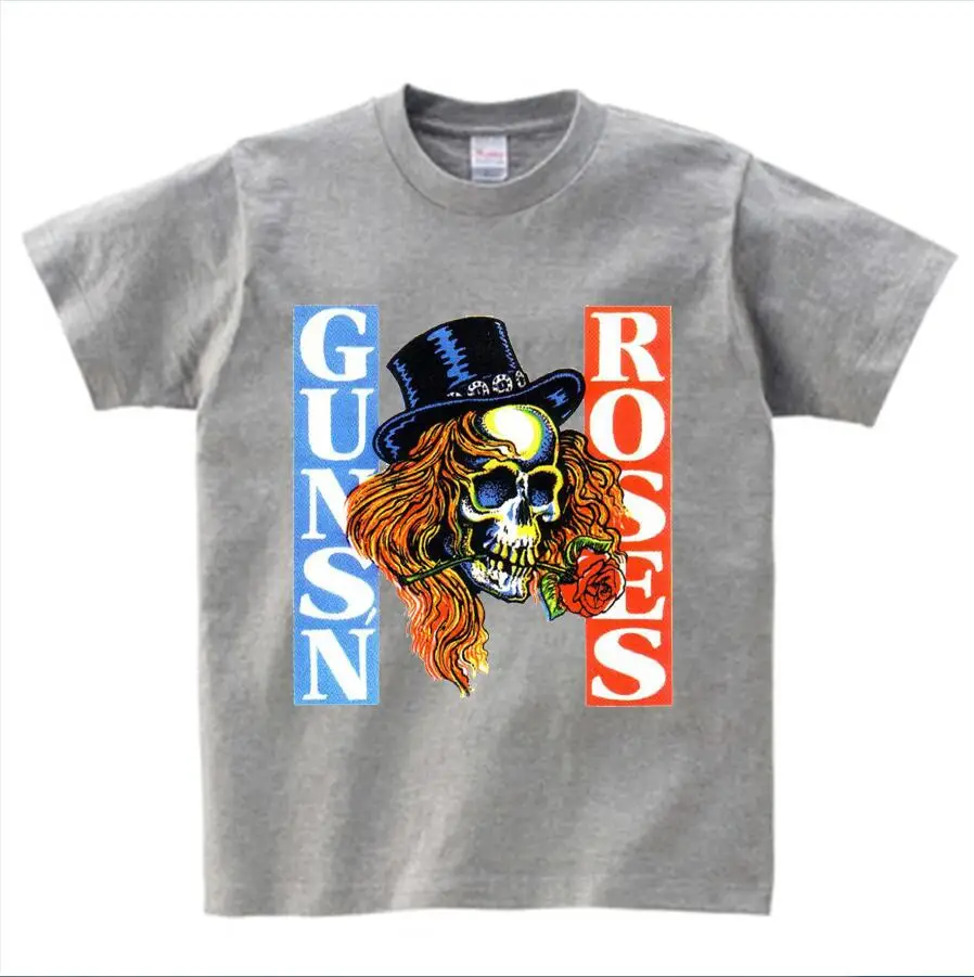 От 3 до 9 лет, дети/мальчик/девочка, знаменитая рок-группа guns N Roses guns, футболка с принтом, Детская верхняя одежда с музыкальным рисунком, футболка для малышей, модная футболка, NN - Цвет: graw  childreT-shirt