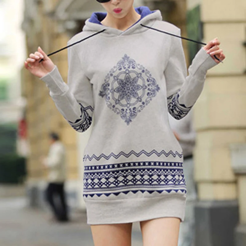 Jinsen Aite размера плюс S-XXXXL Флисовые женские пуловеры толстовки с принтом толстые теплые длинные толстовки с капюшоном Национальный Ветер JS351