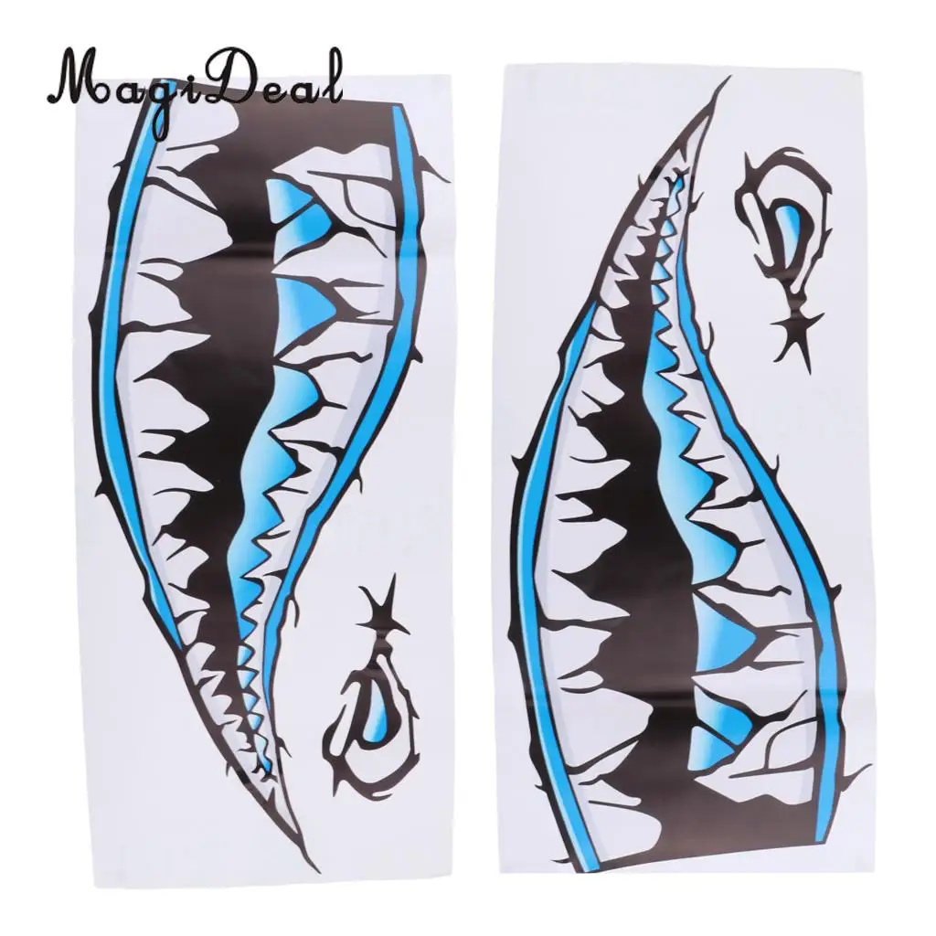 MagiDeal 2 Pieces Large 3D Shark Teeth Mouth Sticker Kayak Fishing Boat Decals for Car Window Motorcycle Bike Decoration Gift