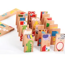 

28pcs/set Animal Colored Dominoes Wooden Puzzle Cartoon Montessori Educational Baby Toys Cute Birthday Gifts Funny Kids Games