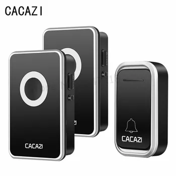 

CACAZI New Wireless Doorbell EU/US/UK Plug in Waterproof Door Bell Digital Remote LED AC220V Ring Bell With 2 Push Button
