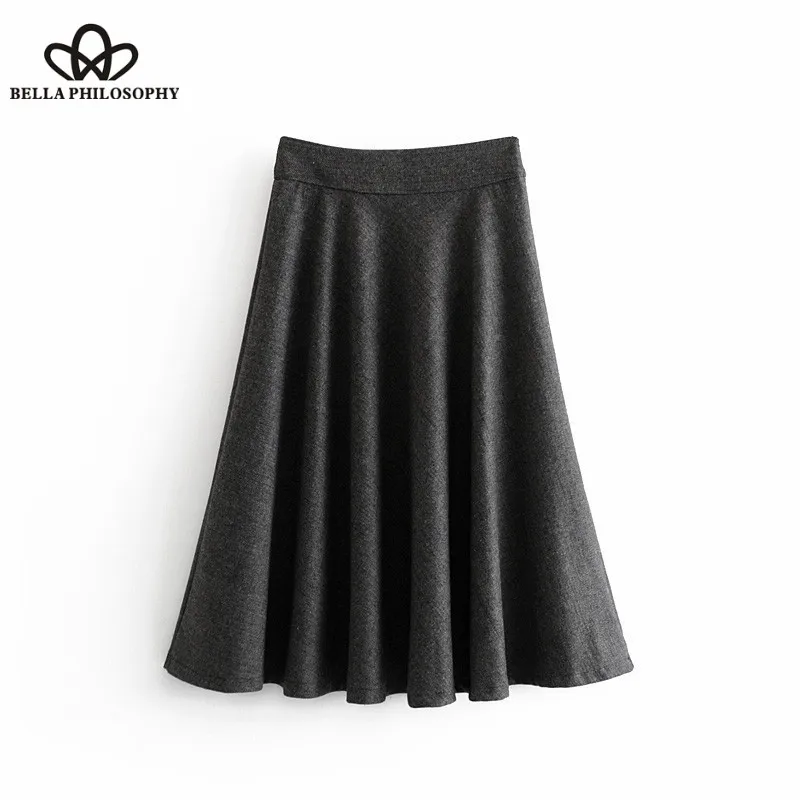 Wonder 2018 new Vintage Chic Basic Pleated Herringbone Midi Skirt A Line Side Zipper Office Ladies Skirts Casual Faldas Mujer