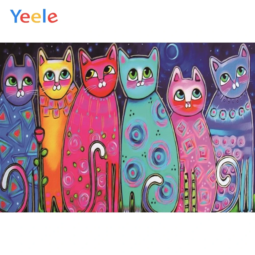 

Yeele Retro Graffiti Colorful Cats Baby Portrait Photography Backgrounds Customized Photographic Backdrops For Photo Studio