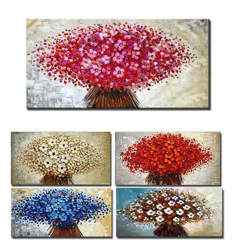 

Handmade Abstract Impasto Flower Canvas Palette Knife Oil Painting Picture Living Room Home Art Wall Decoration drop shipping