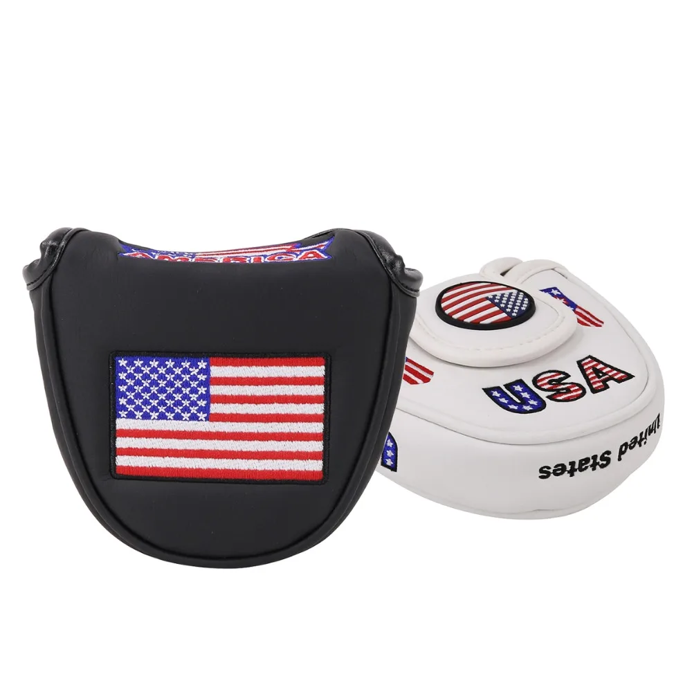Golf Mallet Putter Cover Stars and Stripes USA AMERICA FLAG Embroidered Half Mallet Headcover