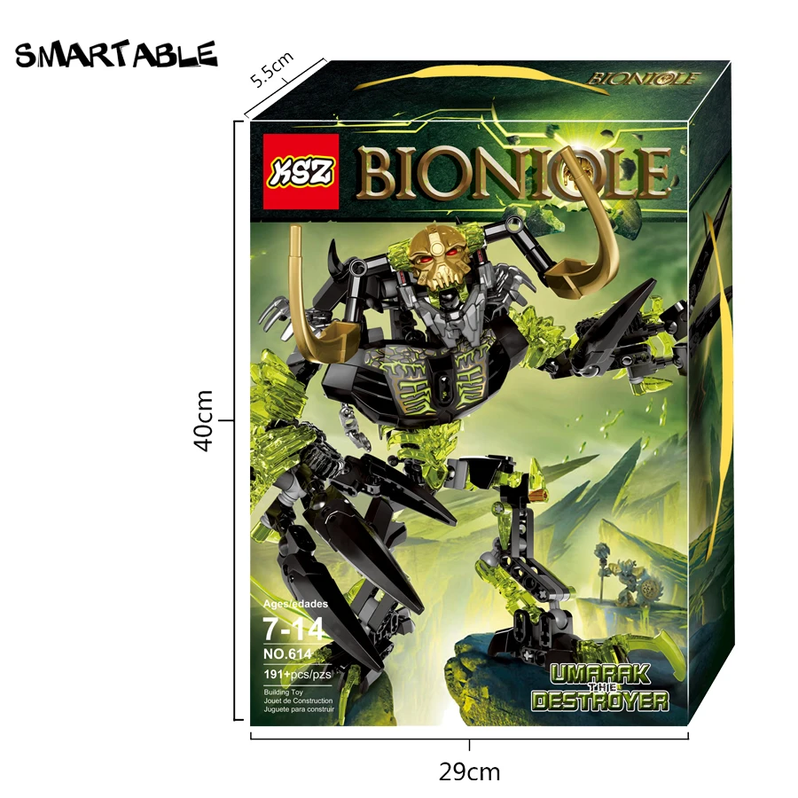 Цена Smartable BIONICLE 191 шт фигурки Разрушителя умарак 614 строительные блоки игрушки Совместимые все бренды 71316 BIONICLE Рождественский подарок