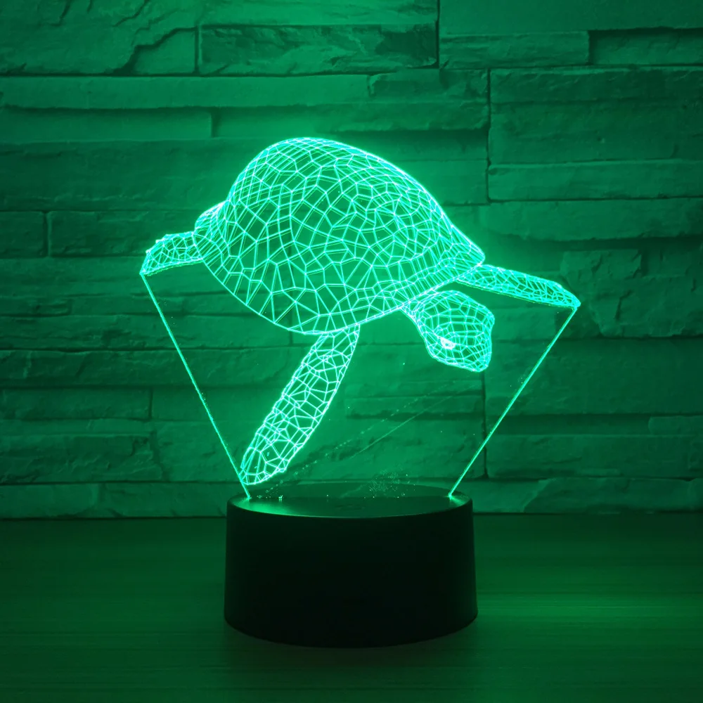Морская черепаха 3D светодиодные лампы 7 цветов тумбочка Лампы для мотоциклов для детей сенсорный LED USB Таблица Lampara лампе для сна Ночная