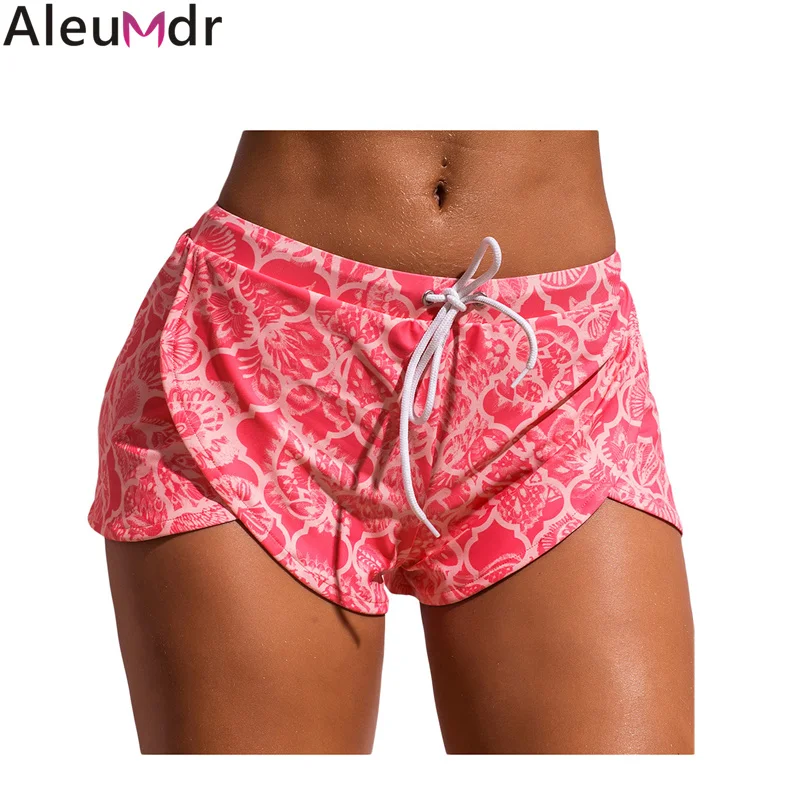 

Aleumdr Swim Trunks Brief 2019 Pink Print Drawstring Waist Boyshort Beach Bottom Sports Short Pants Plus Size Swimsuit LC410677