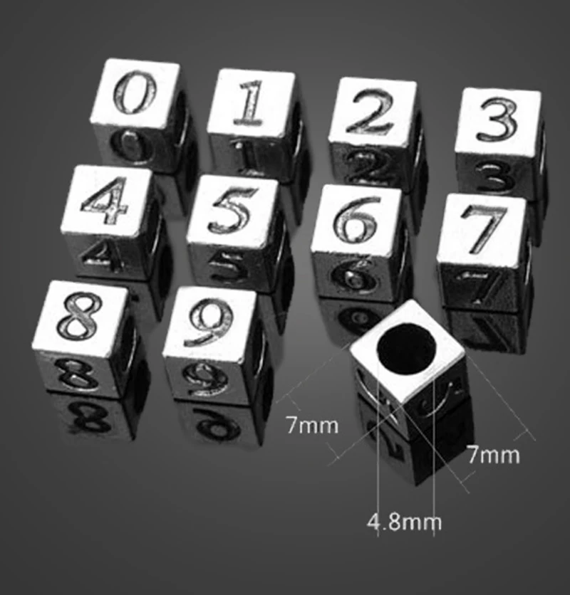 

10pcs High quality Wholesale 7mm alloy antique silver digital beads charm for bracelet Handmade Number Beads 0 1 2 3 4 5 6 7 8 9