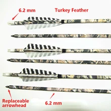 Дротика s 30 дюймов 6,2 мм индюки перо углеродные стрелы для стрельбы из лука для рекурсивного соединения луки для охоты съемные стрелы Дротика