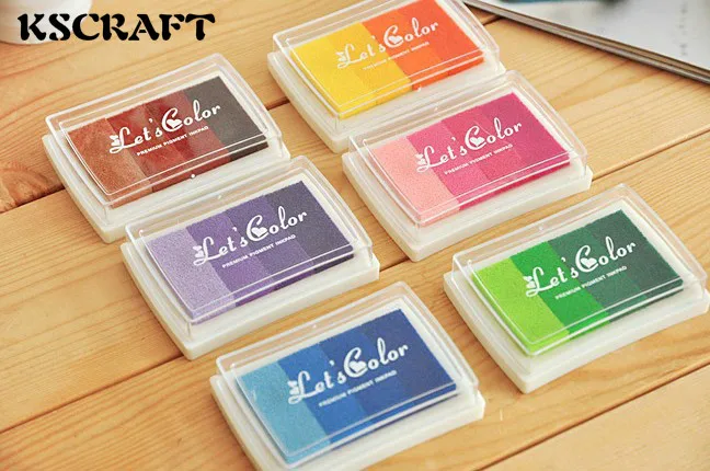 Almofada de Tinta Colorido dos Desenhos Almofada de Carimbo Definido para Trabalho Kscraft Projetos Gradient – Animados Tinta Inkpad Engraçado Diy Scrapbooking Album 6 Cor