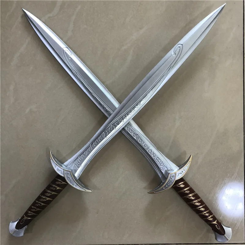 1:1 Movie Cosplay Sword 72cm Gold Sting The Hobbit Frodo Baggins Sword Kids Gift Safety PU Material - Color: 2 pcs