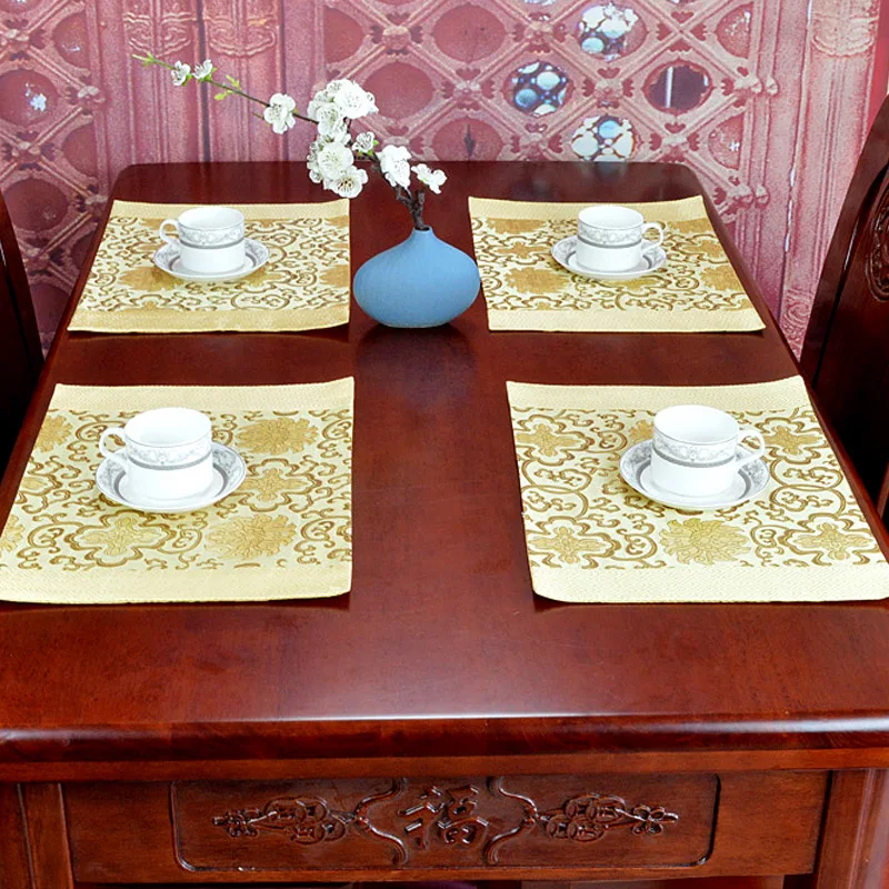 الفاخرة الزهور الصينية الحرير حصيرة المفارش كبيرة طاولة طعام حصيرة تحديد الموقع المستطيل عيد الميلاد طبق لوحة الحصير 39x29 cm