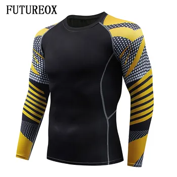 

Rash Defender Sportswear New Men's Compression Shirt Fitness Personality Fashion Brand Flower Arm Long Sleeve Quick Dry T-Shirt