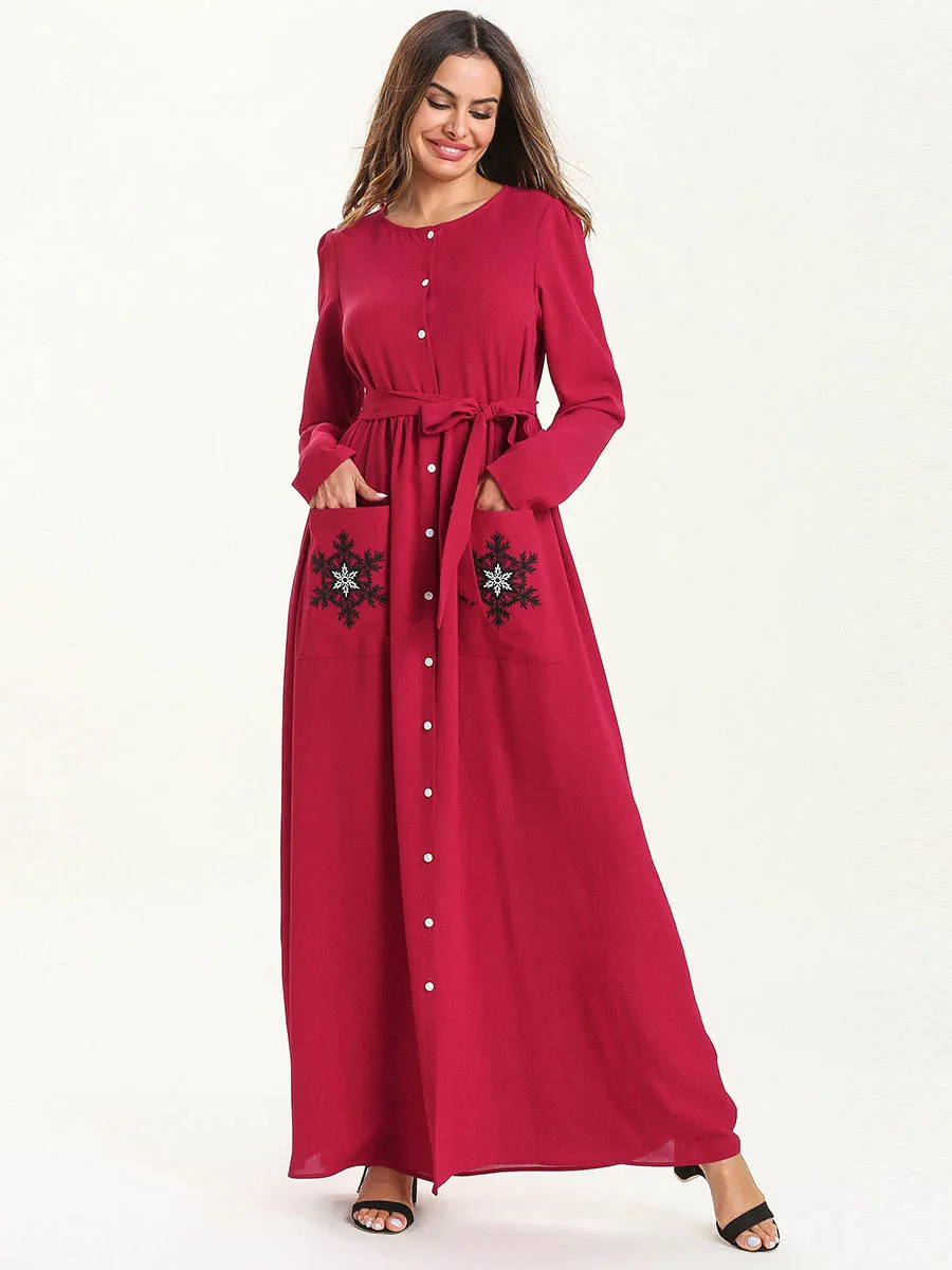 Red Turkish Maxi Dress | Long Frock Abaya | Turkish Long Dress