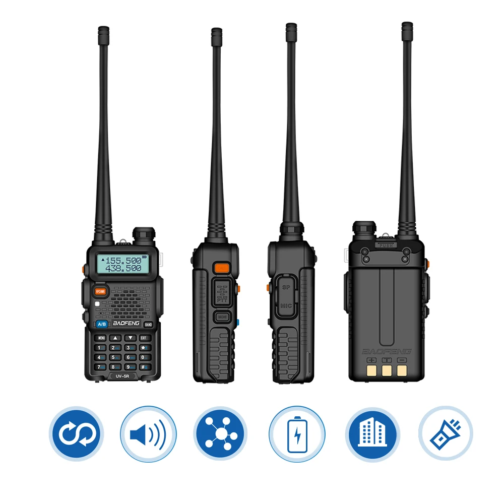 2 шт. Baofeng UV-5R двухстороннее радио мини портативный 5 Вт двухдиапазонный VHF UHF рация UV5R FM трансивер охотничий радиоприемник сканер