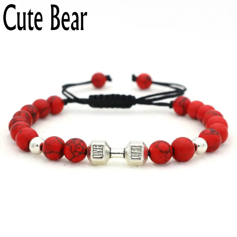 Женский браслет из Красного камня|bead bracelet|dumbbell braceletbracelet unisex |