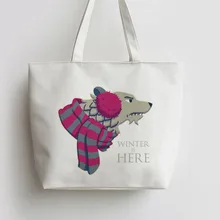 Зима здесь Аниме Холст Tote сумки Сумка для покупок с персонажем из мультфильма школьная сумка многоразового использования GA794
