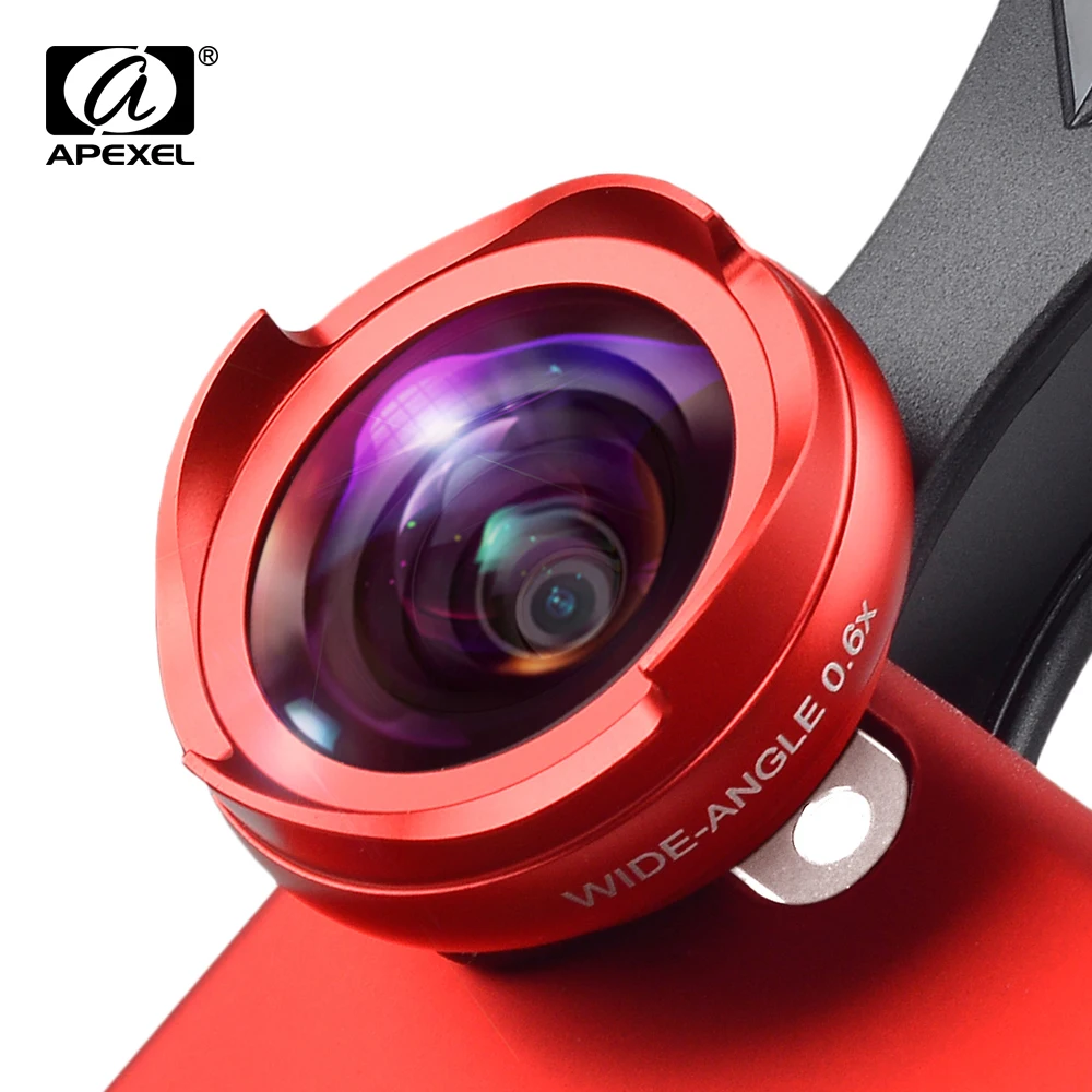 

APEXEL 2 in 1 Optic lens 4k HD professional wide angle+macro lens for iPhone 5s 6s 7plus Xiaomi android smartphone no distortion