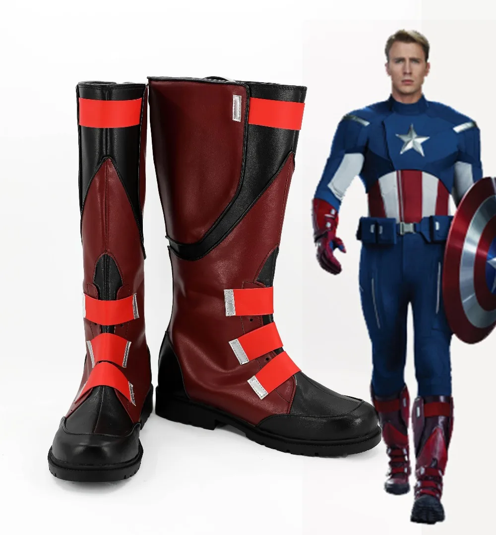 

Superhero Movie The Avengers Captain America Steve Cosplay Boots Shoes Men Cosplay Costume Party Shoes Custom Made Boots