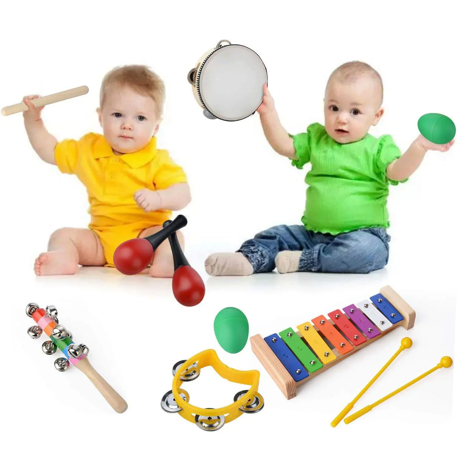 20 шт Детские Музыкальные инструменты набор игрушек Веселый малыш деревянный ксилофон Игрушка-Металлофон Ритм Группа набор, ударный набор для детей