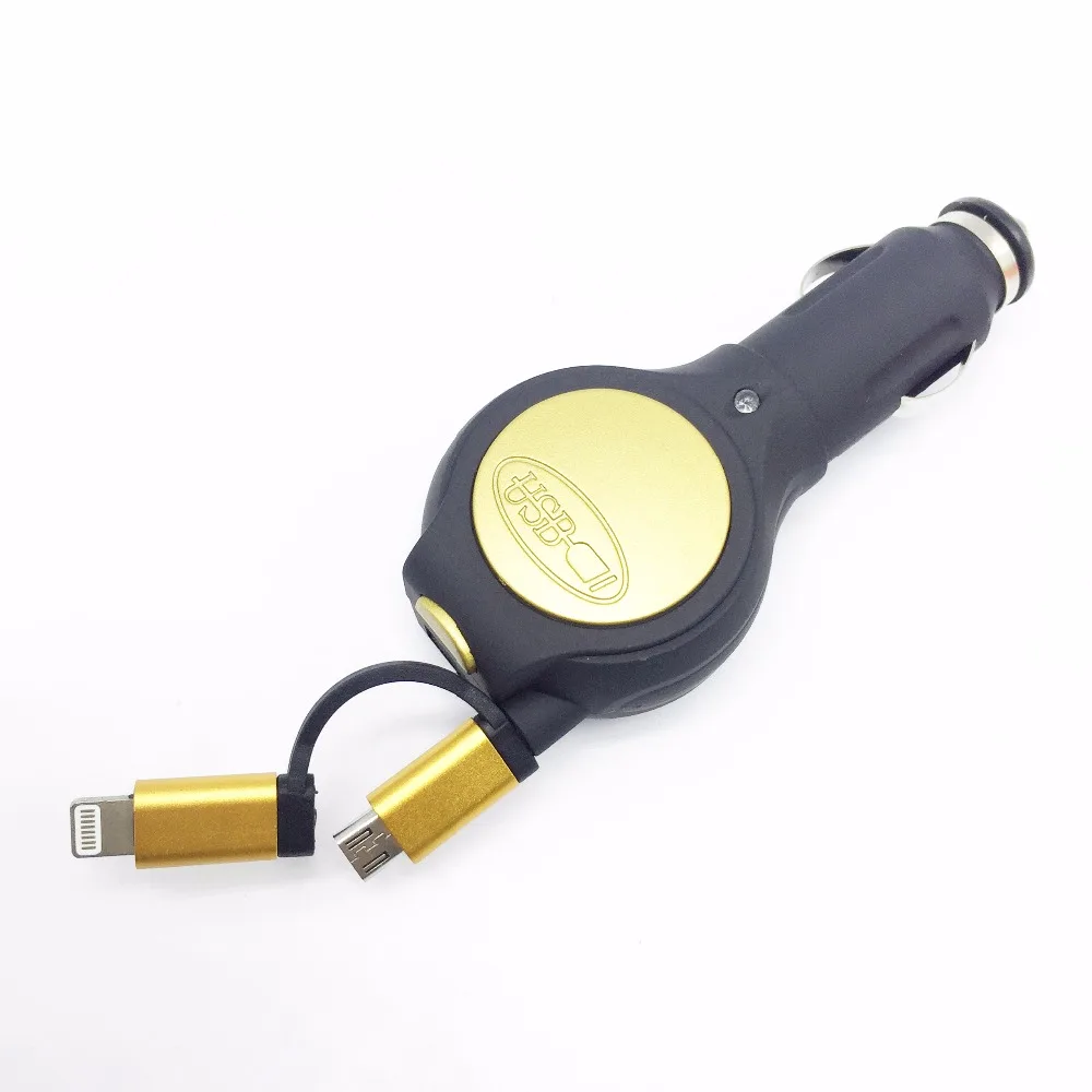 2 в 1 микро USB Автомобильное зарядное устройство 5 В 2.1A выход с зарядным кабелем