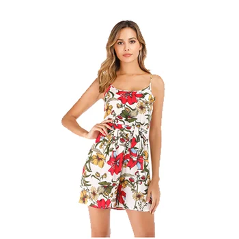 

2019 Bohemian Floral Women'S Jumpsuit Sexy Women Boho Playsuit Women Jumpsuit Rompers Summer Beach Casual Women Clothes Black