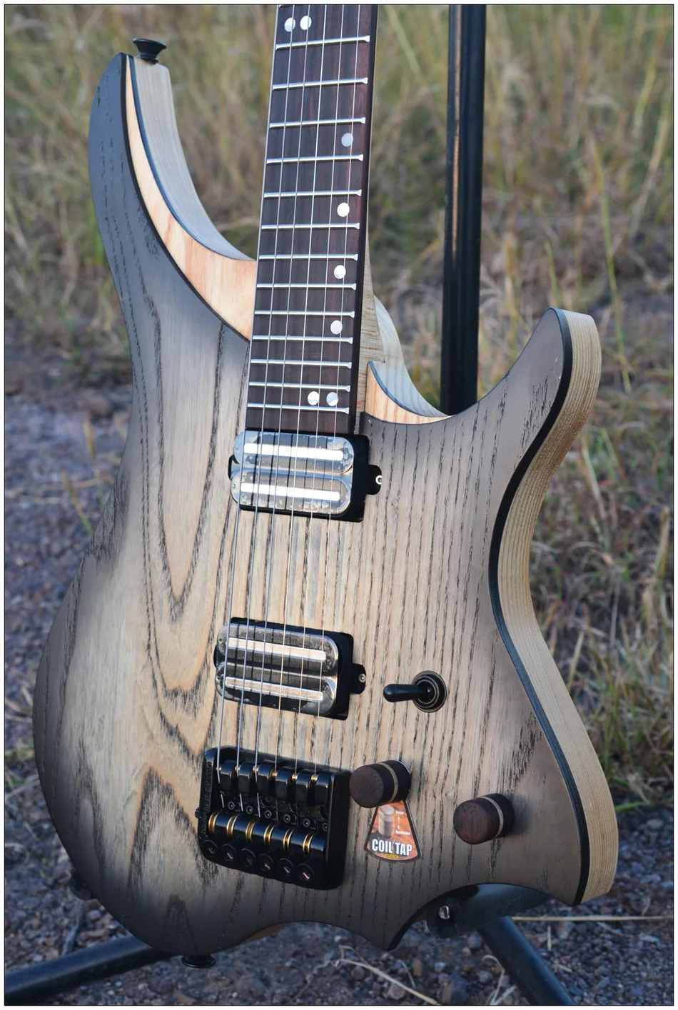 NK безголовая электрогитара стиль модель черный взрыв цвет пламени клен шеи гитары