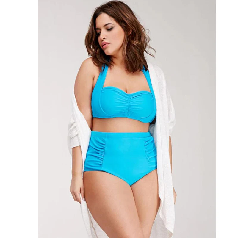 SAMEGAME High Waist Swimsuit 2019 New Bikinis Women Plus Size Swimwear Female Halter Top Push Up Large Size Bikini Set Sexy