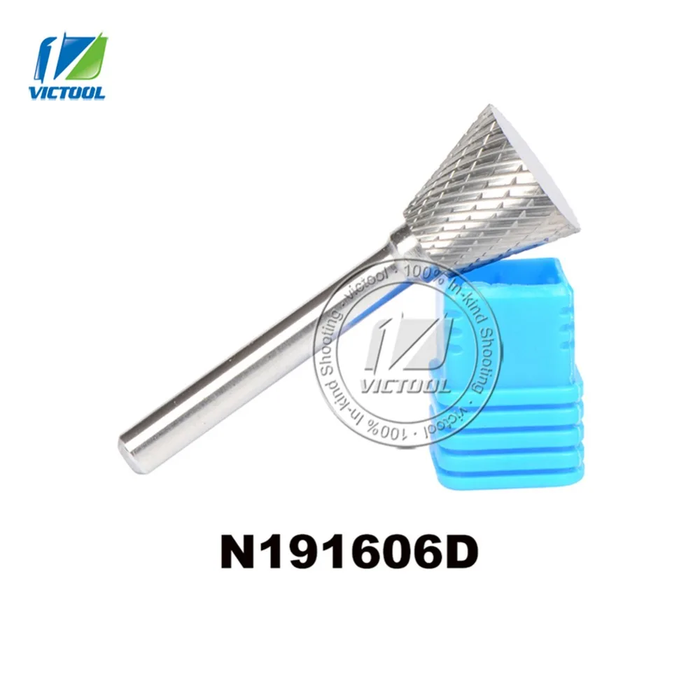 

N type inverted cone end head 19*16mm rotary burr file cutter grinding abrasive tools 1pc N191606D 6mm shank milling tools