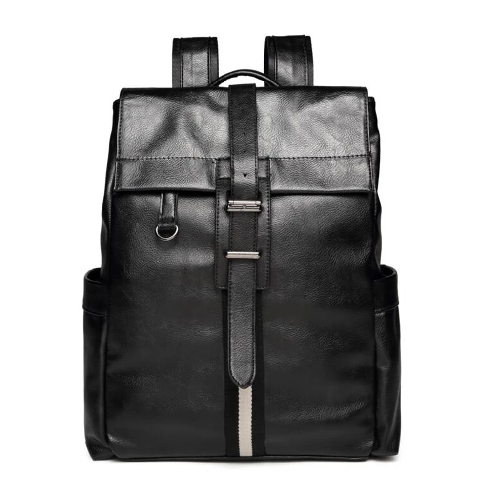 

HS RHYME Man PU Leather Preppy Backpack Male School Students' Leisure Travel Bag Vintage 12 Inch Sac A Dos Mochila