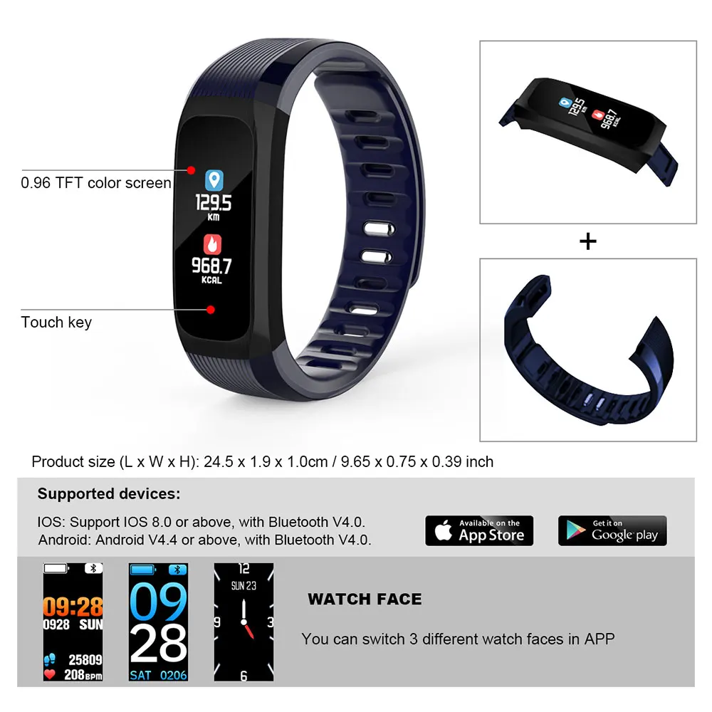 9-130376-smart bracelet up9- Smart Bracelet Blood Pressure Measurement Heart Rate Monitor Smart Wristband IP67 