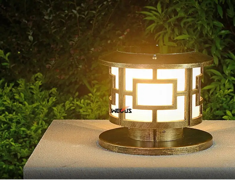Jardim ao ar Luz à Prova Pilares Solares Circulares Dwaterproof Água Parede Pilar Lâmpada Villa Livre Paisagem Luzes D30x25cm 3 w Led 5 Lâmpadas solares