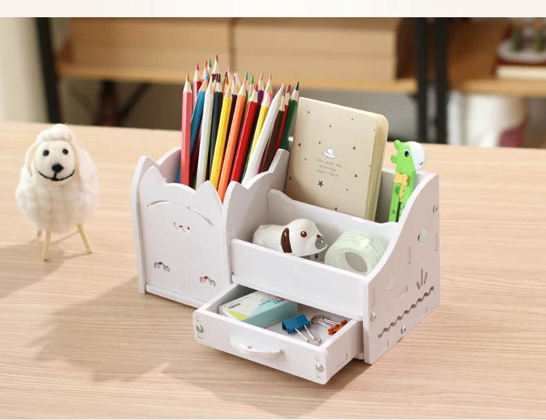 Caixa de Lápis de Armazenamento Caixa de Gaveta de Lápis Artigos de Papelaria do Escritório Muiti Função Mesa Mesa da Escola Pen Simples Prateleira Titular 17 Cheap Estojo