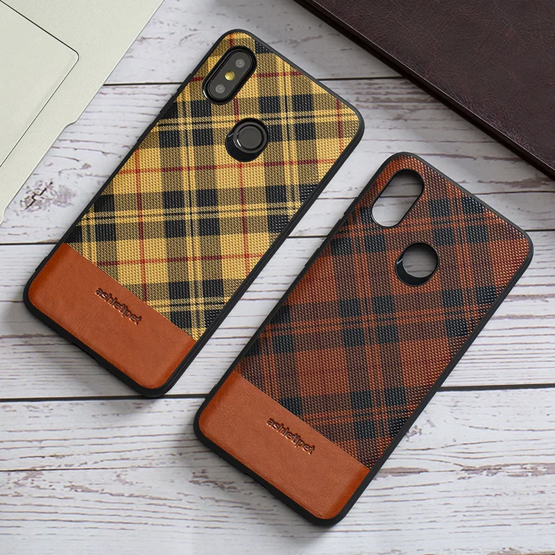 

LANGSIDI The New minimalism phone case For Xiaomi Mi 9 se 6 8 SE A2 6x Mix 2S Redmi Note 7 Anti-fall wear-resistant plaid cover