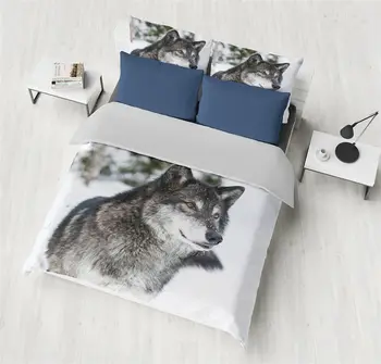 

Classical Polyester Bedding Sets 3D Wolf Grey Twin King Queen Double Bedclothes Duvet Covers Set Bedding Set Home Textile