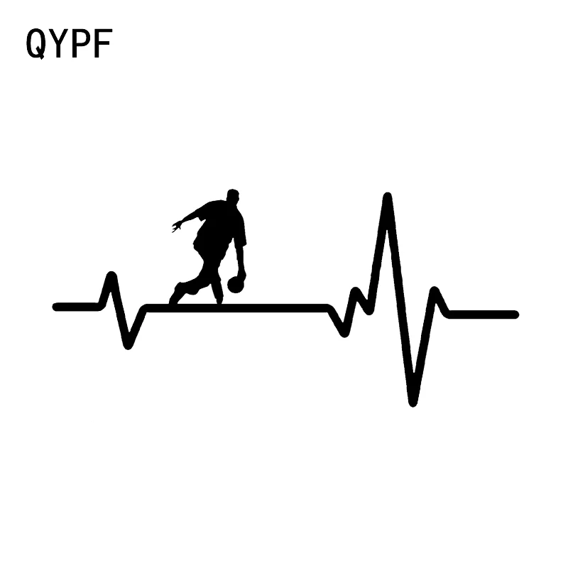 

QYPF 15.3*7.2CM Interesting HEART BEAT LINE Bowling Decor Car Sticker Silhouette Vinyl Movement C16-1275