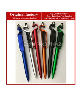 

2017 good quality plastic stylus ball pen with phone holder and screen cleaner