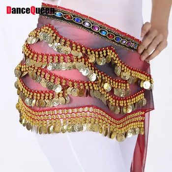 

Original Belly Dance Belt Belt More Color Velvet Metal Coins Hip Scarf Women Square Stage Ballroom Bollywood Waist scarf Q11109