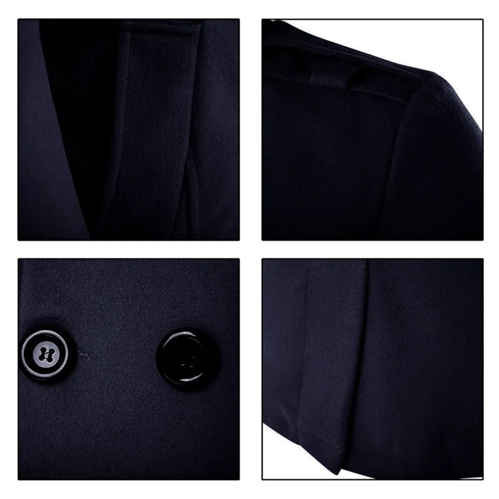 D'affaires Hiver Chaleur gris À Zipper Tissu Automne De Boutonnage Laine 2017 Pardessus Coupe vent Hommes Homme Double Design Nouveau bleu Noir Manteau Eqx1nZ0vOw
