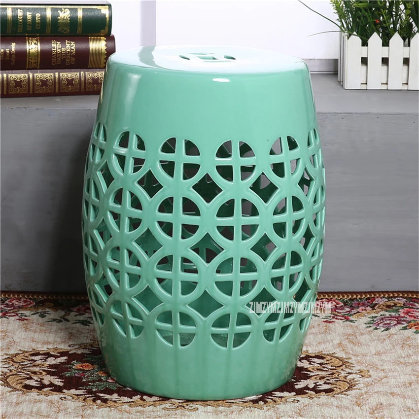 

Modern Style 45cm Height 32cm Dia Hollow Out Ceramic Low Drum Stool Dressing Chinese Ceramic Home Decor Living Room Makeup Stool