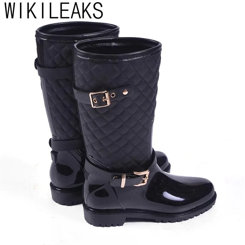 Wikileaks New Fashion Women Rain Boots Waterproof Non slip Boots in