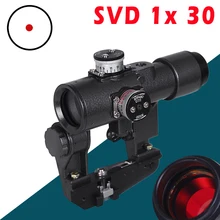 Sniper SVD 1x 30 Red Illuminated Hunting Riflescope Glass Reticle Tactical Optics Sights Shooting AK Rifle hunting shooting